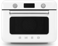 Smeg COF01WHEU stoomoven Klein Roestvrijstaal, Wit Knoppen, Draaiknop