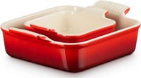 Le Creuset - Ovenschaal Vierkant - Set Van 2 Stuks - Kersenrood