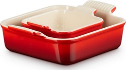 Le Creuset - Ovenschaal Vierkant - Set Van 2 Stuks - Kersenrood