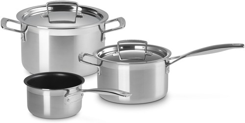 Le Creuset Pannenset Classic 3-Delig in 3-ply RVS