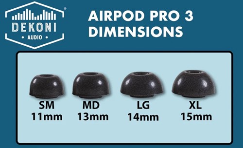 Dekoni Audio Bulletz for Apple AirPods Pro 3 Small (3 Pack)-2